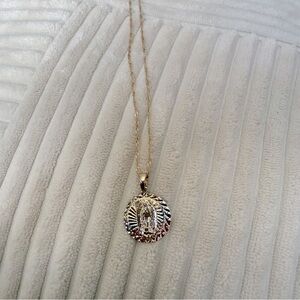 VIRGIN MARY NECKLACE 3 TONE GOLDS LAMINATED GOLD